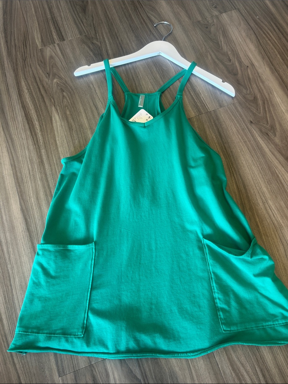 Green Pocket Tank Swing Dress